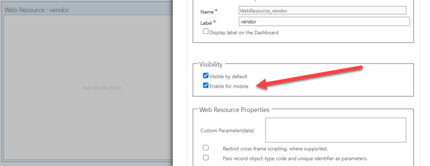Configure web resource for Dynamics 365 for phones